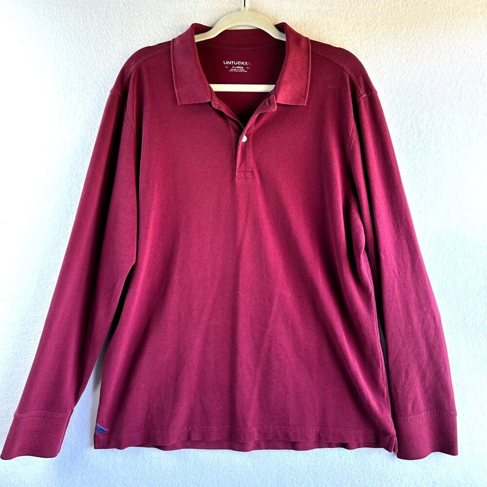 Untuckit Shirt Mens XL X-Large Burgundy Polo Golf Performance Active Casual Pima